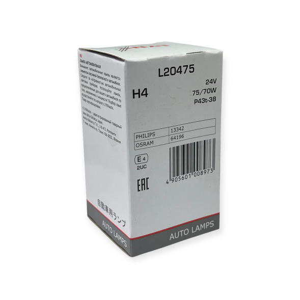 Автолампа H4 24V 75/70W (P43t) галогенная LYNXAUTO L20475